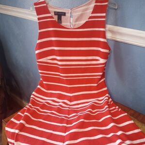 INC International Concepts Lady Sleeveless Red/White Drop Waist Polyester Dress.